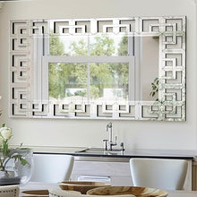 Bungalow Mercer – Large Rectangular Wall Mirror with Geometric Beveled Frame – Elegant Decorative Accent for Living Room, Bedroom & Entryway