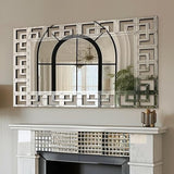 Bungalow Mercer – Large Rectangular Wall Mirror with Geometric Beveled Frame – Elegant Decorative Accent for Living Room, Bedroom & Entryway