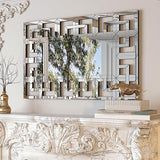 Bungalow Mercer – Modern Rectangular Wall Mirror with Layered Silver Beveled Glass Frame – Elegant Statement Accent