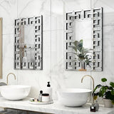 Bungalow Mercer – Modern Rectangular Wall Mirror with Layered Silver Beveled Glass Frame – Elegant Statement Accent