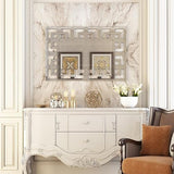 Bungalow Mercer – Modern Rectangular Wall Mirror with Layered Silver Beveled Glass Frame – Elegant Statement Accent